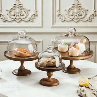 1 Juego de Soporte para Pastel de Madera de Acacia de Color Natural, Plato Desmontable para Postres, Suministros de Cocina, Regalo de Navidad, Regalo de Halloween, Regalo para Fiesta de Boda