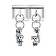 Fashionable & Charming Stainless Steel Single-Section DIY Modular Bracelet Pendant, Featuring Diverse Unique Designs Including Family, Crown, Flower, Best Friend Patterns, Suitable For Women, Couples, Family To DIY Bracelets, Necklaces, Handmade Pendants And Jewelry Making Accessories, Suitable For All - Multicolor - View 11