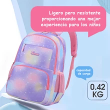 Mochila Escolar Niña Estilo Galaxia Iridiscente + Mochila Infantil Ligera Resistente + Mochila Primaria con Diseño Estrellas y Arcoíris + Mochila Niña 6-12 Años Material PU Brillante + Capacidad A4 + Correas Hombro Transpirables de Malla + Bolsillos Múltiples Organizador + Mochila Escolar Impermeable Ligera + Estilo Unicornio Pastel Rosa Morado + Mochila Infantil para Regreso a Clases + Compartimentos Principales y Laterales + Correas Ajustables + Mochila Niña Estilo Kawaii Brillante + Ideal Primaria Secundaria + Mochila Escolar con Estética Holográfica - Morado - Ver 2