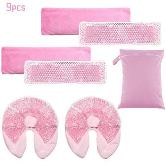 9 Stück/SET - 2 Stück wiederverwendbare Brust Eis-/Wärmekissen mit 2 Bezügen + 2 Stück Perinealkühlung Pads mit 2 Bezügen + 1 Stück großer Aufbewahrungsbeutel, Wochenbett Gel-Eispack, geeignet für Schwangerschaft und Wochenbett von Frauen, mit waschbarem Bezug, stillfreundliches Kalt-/Warmpack, Brust Massage Eispack, perfektes Geschenk zum Valentinstag und Muttertag