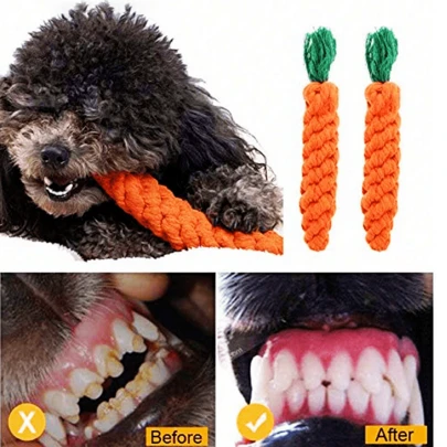 1 pieza Palo de masticar en forma de zanahoria trenzado, juguete de perro de zanahoria duradero, juguete de masticado y dentición para perros
