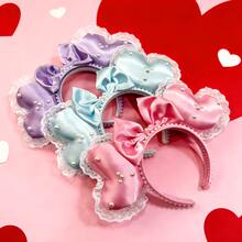 Wu Pistilure Fashionable Pearl Heart-Shaped Ear Headband, Lace Bow Hairband Headpiece, For Birthday Party, Valentine's Day, Costume Play, Women - Multicolor - View 12