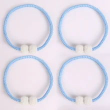 4 件磁性窗帘系带，带仿珍珠装饰 - 经典涤纶绳窗帘钩，适用于客厅、卧室、厨房、酒店、宿舍、学校的家居装饰