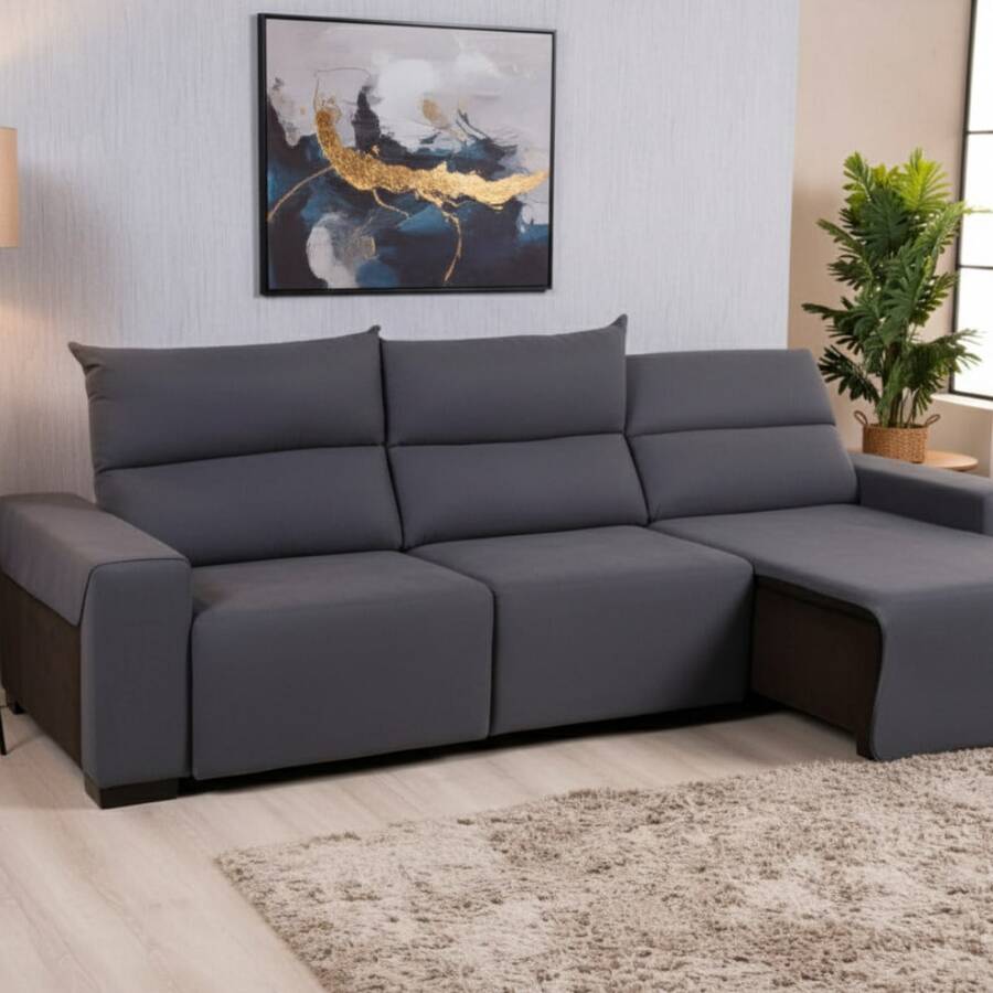 3-Seater Reclining Sofa Cover, 0.90m, King Size, Gel Mesh Sofa Protector, Spandex - Màu xám đen - Xem 1