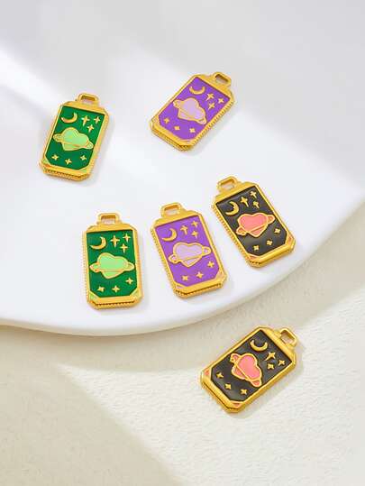 1 pieza/3 piezas/5 piezas Colgantes con forma de corazón, estrella y luna de acero inoxidable para hacer accesorios DIY como pulseras, aretes y collares