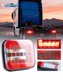 GLANBERT 1套拖车尾灯套件,7线束套件,带卡车侧灯条,红/黄/白透镜带反光片,12V高亮度拖车尾灯,转向信号警示灯,适用于拖车、卡车、房车 - 1拖2 - 查看 6