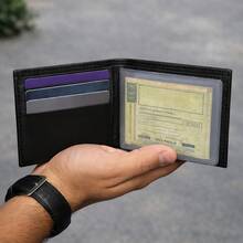 Men's Belt And Plain Card Holder Wallet In Synthetic Leather, Black Kit, Compact Launch - Black - View 2
