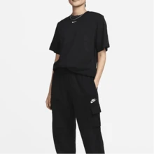 Nike Sportswear 宽松圆领短袖T恤，带Logo，女款，黑色 - 米色 - 查看 5