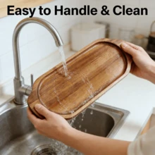 Stilvolle Holztablett - Struktur, perfekte Heimdekoration und Funktionalität, geeignet für Zuhause, Restaurant, Camping und Küchentheke als Mittelpunkt, für Lebensmittelpräsentation und -servieren, Desserts und Snack-Platte, Premium-Holztablett, rustikales Geschirr, verleiht der Heimdekoration Eleganz, Geschenk für Feiertage - Braun - Übersicht 6