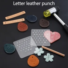 3pcs DIY Leather Punch – Clear Acrylic Letter Stamp With Wooden Handle Engraving Stencil