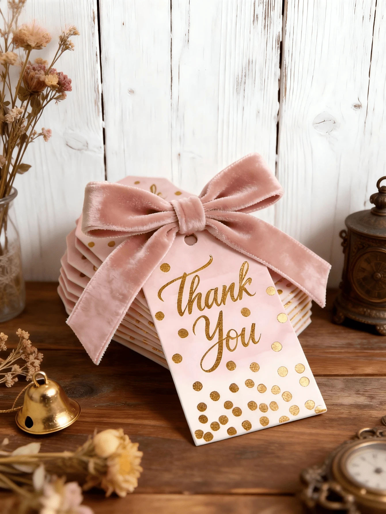 100 Stücke Goldfolie Danke Papier Tags mit rosa-lila Farbverlauf für Hochzeitsgeschenke, Geschenktüten, Geburtstagsfeiern, Muttertag - Verschiedenfarbig - Übersicht 1