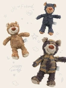 1pc LANGXINGCS Pet Toy, Cute Plaid Pattern Bear Toy, Dog Toy That Makes Sound When Pressed, Chew Toy For Large, Medium And Small Dogs, Pet Supplies