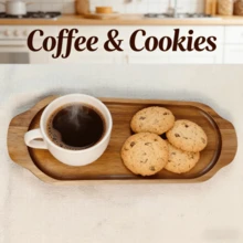 Stilvolle Holztablett - Struktur, perfekte Heimdekoration und Funktionalität, geeignet für Zuhause, Restaurant, Camping und Küchentheke als Mittelpunkt, für Lebensmittelpräsentation und -servieren, Desserts und Snack-Platte, Premium-Holztablett, rustikales Geschirr, verleiht der Heimdekoration Eleganz, Geschenk für Feiertage - Braun - Übersicht 3