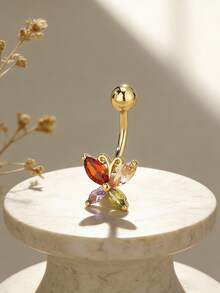1pc Fashionable Butterfly Navel Piercing Ring, Suitable For Daily Wear, Beach, Party And Other Occasions