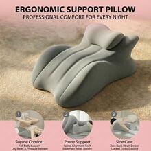 Prone Pillow Memory Foam Body Pillow, Ergonomic Wedge Pillow For Bed Pillows & Sofa, Comfortable Reading Pillow For Prone Lying, Sitting Support & Leg Elevation, Removable & Easy-Care Cover - Màu xám đen - Xem 4