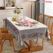 1/20 piezas Mantel de primavera, patrón de rosa floral, material de poliéster, adecuado para el hogar, la cocina, la fiesta al aire libre en el jardín, un gran regalo e ideal para la decoración del hogar y la decoración de primavera - Multicolor - Ver 5