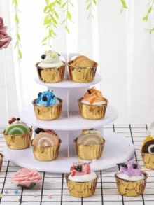 50pcs/Set Round Paper Cupcake And Muffin Baking Cups, 9 Assorted Colors, Make Baking Easier, Heat-Resistant Oil-Proof Aluminum Foil Baking Cups, Suitable For Weddings, Parties, Valentine's Day, Christmas, Halloween, Easter, Thanksgiving, Holiday Baking Supplies, Decorative Cupcake Liners. - Gold - View 7