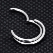 3件套朋克风G23钛金属铰链式鼻环，月亮D形，16G鼻中隔环，身体穿刺饰品，卡扣式耳骨耳钉，女士款 - 鈦合金穿孔首飾 - 查看 5