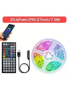 100 英尺（2 卷 50 英尺）卧室 LED 灯带，带 44 键遥控器的智能绳灯，RGB 变色音乐同步 LED 灯带，手机应用程序控制卧室、客厅、家庭圣诞派对装饰用 LED 绳灯