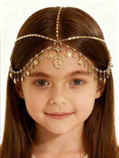 Girl's Luxury Bridal Headchain, Fashionable Bohemian Style Wedding Headpiece, Gold Headpiece, Student Supplies, Girls Accessories