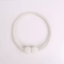 4 件磁性窗帘系带，带仿珍珠装饰 - 经典涤纶绳窗帘钩，适用于客厅、卧室、厨房、酒店、宿舍、学校的家居装饰