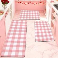 Bộ thảm trang trí ngày Valentine 1/2/3 món, họa tiết kẻ caro hồng trắng, trang trí ngày Valentine, thảm bếp ngày Valentine, trang trí mùa xuân, phù hợp cho nhà bếp, phòng ăn, lối vào, hành lang, cửa ra vào, phòng ngủ, phòng khách, phòng tắm và nhiều nơi khác. - Nhiều màu - Xem 1