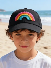 Kids Cute Rainbow Baseball Cap, Fashion Wide Brim Sun Hat For Girls, Spring/Summer - 1PC - View 2