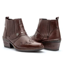 Estilo a Pé Men's Western Boots, Soft Leather, Total Comfort, Holiday Wear - Cà phê nâu - Xem 6