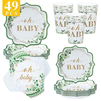 8pcs Floral Petal Disposable Tableware Set, Includes Plates, Napkins And Cups, Suitable For 8 Guests, Disposable Paper Plates Party Supplies For Birthday, Wedding, Theme Party, Family Picnic