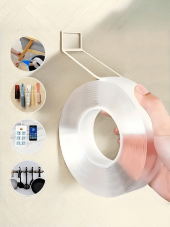 5m/1m Nano Double-Sided Adhesive Tape, Heavy Duty Transparent Sticky Poster Wall Tape, Multi-Purpose Hanging Tape For Home & Office