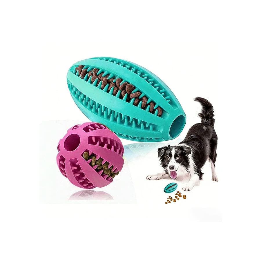 Natural Rubber Durable Interactive Bouncy Ball Chew Toy & Dental Care Treat For Pets