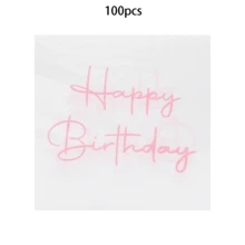 20pcs/40pcs/100pcs White And Pink Happy Birthday Cocktail Napkins Elegant Light Pink Happy Birthday Letter Printing Disposable Beverage Napkins Square Paper Dessert Tissue For Women Princess Girls Birthday Baby Shower Holiday Party Supplies - Pink Letters - View 8