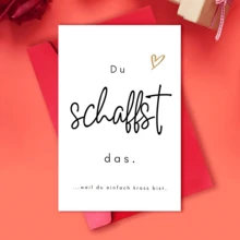 1张浪漫爱情卡片 情人节卡片 “Du Schaffst Das” 德英双语鼓励卡 “You Can Do It” 励志贺卡，祝好运和感谢卡，励志礼物 - 彩色 - 查看 2