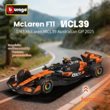Burago 1:43 MCL39 #4 F1 赛车合金压铸模型，静态微缩车收藏，2025 仿真玩具车，男士收藏礼物 - 1:43麥克拉倫MCL39 2025[4號 諾里斯]常規盒 - 查看 2