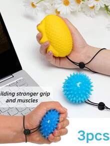 1pc/3pcs High Elasticity PU Grip Balls, Suitable For Rehabilitation And Finger Strengthening - Egg Shape, Hand Strengthener, Usable In All Four Seasons - Multicolor - View 10