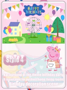 Peppa Pig Pano de Bottom com Tema de Porco Cartoon para Aniversário, Faixa de Bottom Feliz de Aniversário, Itens de Decoração para Festa de Aniversário - Multicolorido - Visão 13
