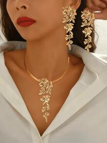 2件套 新款秋冬花卉设计 优雅时尚 百搭休闲及派对服装 - 金黃色 - 查看 2