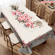 1/20 piezas Mantel de primavera, patrón de rosa floral, material de poliéster, adecuado para el hogar, la cocina, la fiesta al aire libre en el jardín, un gran regalo e ideal para la decoración del hogar y la decoración de primavera - Multicolor - Ver 15