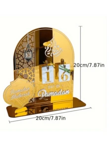 Calendario de cuenta regresiva para festivales, decoración acrílica de escritorio para festivales, cuenta regresiva de 30 días para festivales, decoración artesanal acrílica, decoración para fiestas, regalo para festivales, decoración de habitaciones en dorado, negro y blanco, decoración del hogar, adornos para festivales, miniaturas para el hogar, decoración de Ramadán, decoración de oficina, decoración de Ramadán - Multicolor - Ver 4