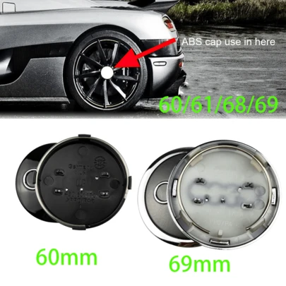 4pcs 60mm 61mm 68mm 69mm Car Wheel Center Hub Cap Emblem Badges, Fit For Audi TT B5 B6 B7 B8 8P 8V 8L C6 C7 4F A1 A3 A5 A6 Q3 Q5 A8