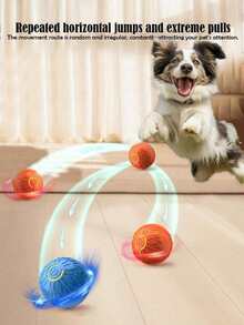 1 Pieza Pelota interactiva inteligente para mascotas con gravedad - Limpieza de dientes, resistente al agua, entrenamiento y juego, suministros eléctricos para mascotas, juguetes para gatos/perros, aburrir, pelota de arrastre para mascotas en naranja brillante y azul - Adecuado para razas de perros pequeñas, medianas y grandes, juguete antimordeduras para molares de mascotas para entrenamiento de mordeduras - Multicolor - Ver 8