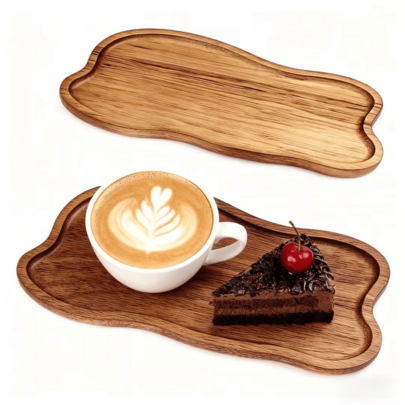 1pc Large Asymmetrical Shaped Natural Rosewood Tray, Suitable For Serving Snacks, Kitchen Storage, Outdoor/Patio Picnic, Tabletop Decor, Ramadan Decoration, Enhances Home Ambiance - Suitable For Dining Room, Home Decor, All Seasons, Kitchen Supplies
