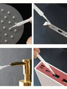 10pcs Shower Head Cleaning Brush, White Multi-Functional Shower Head Crevice Cleaning Brush, Bathroom Accessories - White - View 6