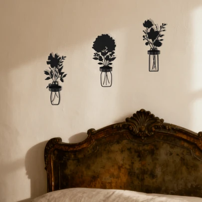 Ironwork Floral Wall-Mounted Candlesticks, Light Luxury Wall Decoration, Candle Holders, Artistic Hanging Candlesticks For Bedrooms And Dining Rooms, Home Decorative Items