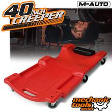 40" L X 19" W Vehicle Repair Low Profile Plastic Rolling Garage Shop Creeper With Padded Headrest,Tool Trays & 6pcs Casters, - Red - View 1