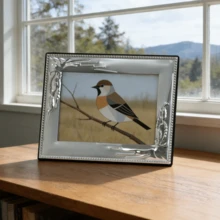 Khung ảnh kim loại bạc chạm khắc - Nhiều kích cỡ 6/7/8 inch, khung gương trang trí, khung trưng bày để bàn cho phòng khách và phòng ngủ. - Bạc - Xem 5