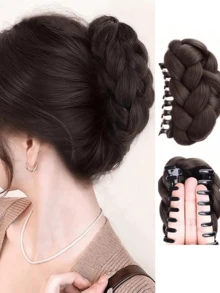 4-Inch Synthetic Hair Bun, Claw Clip Hair Bun, Synthetic Hair Bun Extension, Women Daily Wear Hair Bun Hairpiece - Multicolor - View 2