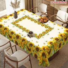1/20pcs Polyester Sunflower Pattern Tablecloth, Suitable For Home Kitchen Outdoor Garden Party Decoration, Holiday Decor, Family Gift, Home Decor, Spring Decoration - Multicolor - View 4