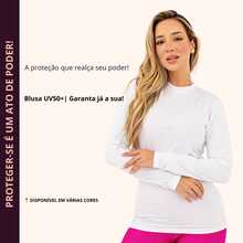 Blusa Feminina UV50+ Proteção Solar • Manga Longa • Mallha Fria , Segunda Pele • Leve e Confortável - Branco - Visão 4