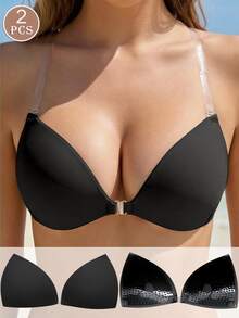 2 Packs Invisible Adhesive Bras – Strapless Silicone Push-Up Bra Cups, Suitable For Backless Dresses, Breathable Self-Adhesive Lifting Pads, Reusable, Skin-Friendly Self-Adhesive Lifting Bra, Invisible Non-Slip Reusable Adhesive Bra, New Style Lifting Invisible Silicone Bra With Straps. - Multicolor - View 21